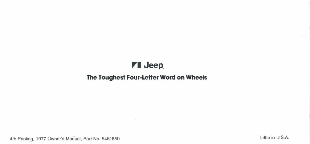 Tales from the 1977 Jeep Manual - Scott Bradford: Off on a Tangent