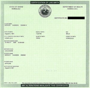 Barack Obama, Certification of Live Birth